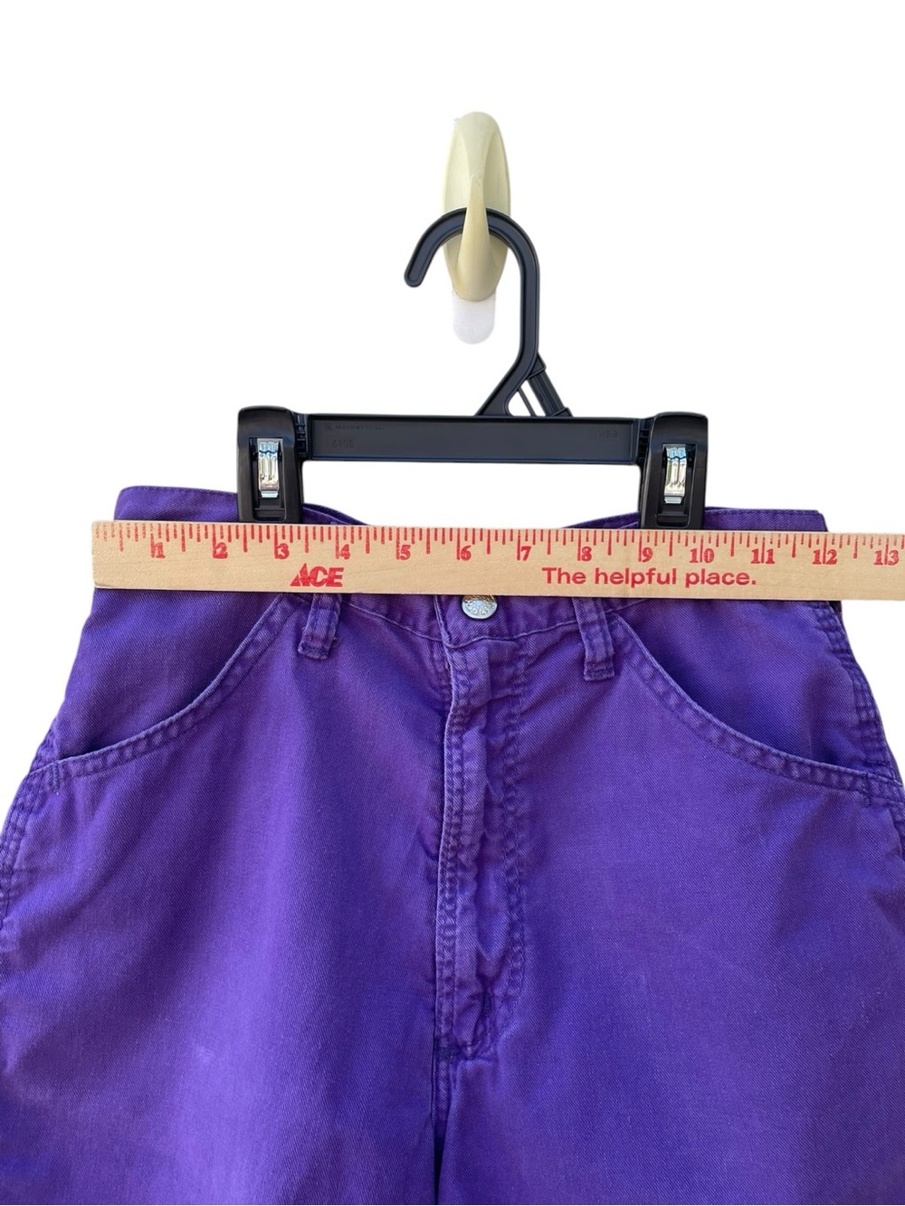 Vintage Rustler High-Rise Purple Denim Carpenter Shorts Cutoffs Sz 7 - Picture 8 of 9